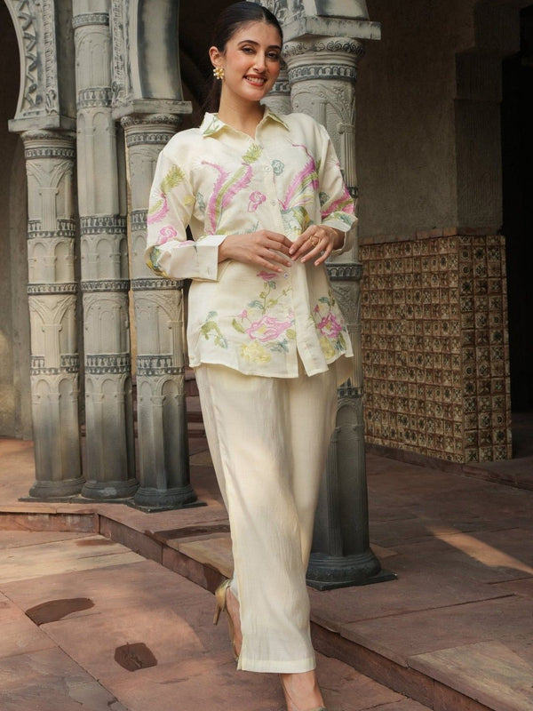 Raya Angel Embroidered Pure Cotton Shirt & Trousers Co-Ords