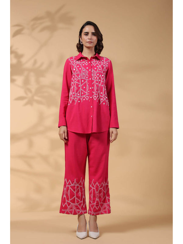 Designer Barbie Pink Embroidered Co-Ord Set
