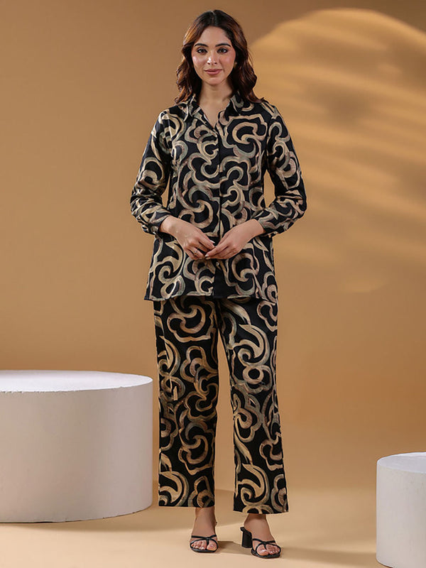 Printed Shirt Collar Pure Cotton Co-Ord (Set of 2)