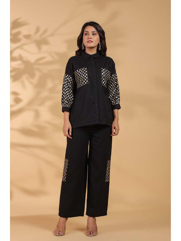 Tracy Jet Sequins Premium Black Co-Ord (Set of 2)