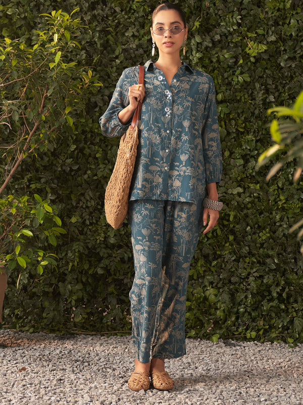 Printed Shirt With Trousers Co-ord Set